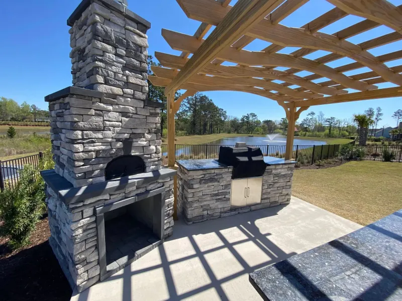 Brick outdoor kitchen by JW Masonry